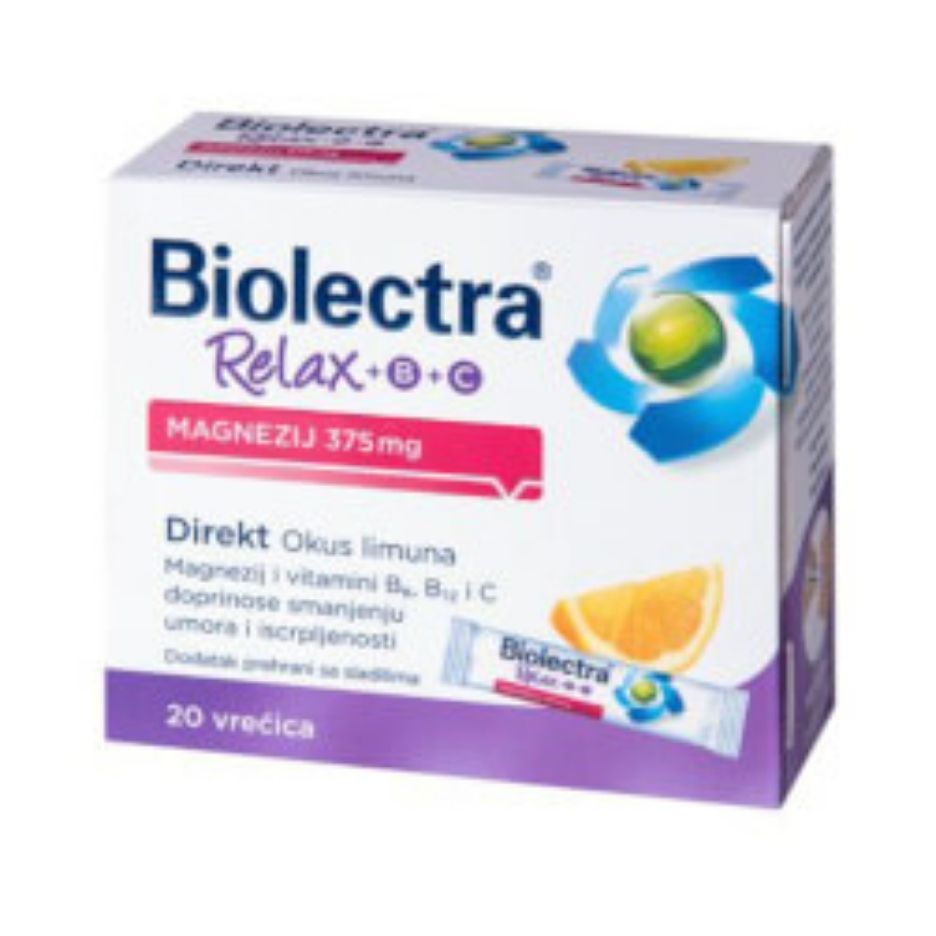Biolectra Relax Magnezij 375mg + B + C 20 vrećica