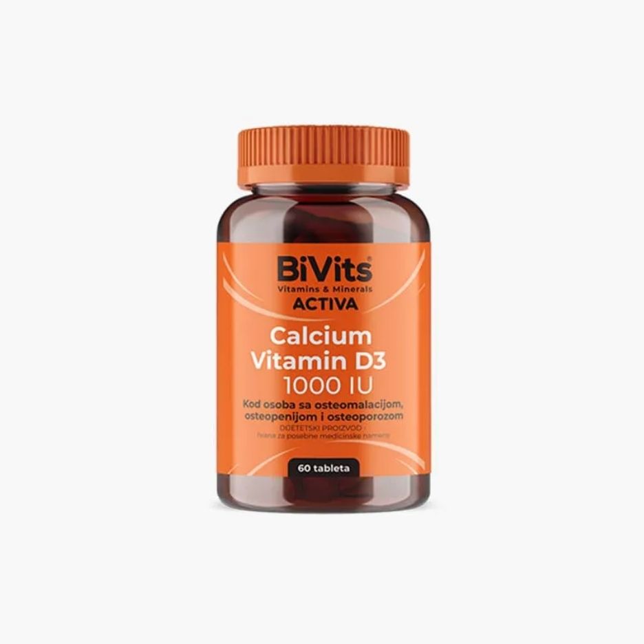 BiVits Calcium Vitamin D3 1000 IU tablete a60
