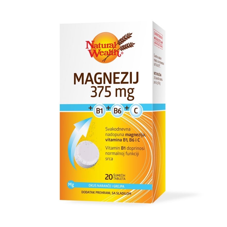 N.W. Magnezij 375 mg + B1 + B6 + C 2×10 effe.