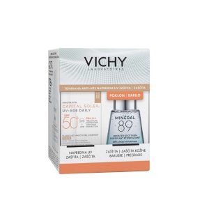 Capital Soleil UV-Age Daily tonirani vodeni fluid protiv znakova fotostarenja SPF50+ 40 ml + poklon Mineral 89 dnevni booster za snažniju i puniju kožu 30 ml